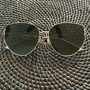 Dior Oversized Sunglasses with Black Lens & Gold Frames